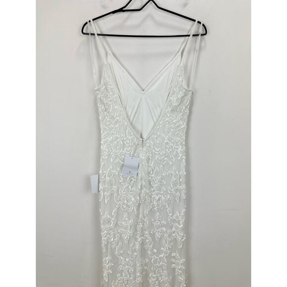 Lulus Everlasting Passion White Sequin Beaded Backless Maxi Dress Wedding S NWT - Picture 12 of 15